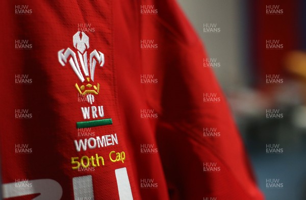160318 - Wales Women v France Women - Natwest 6 Nations Championship - Caryl Thomas' 50th cap shirt in the dressing room