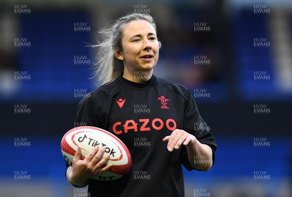 220422 - Wales Women v France Women - TikTok Women’s Six Nations - Elinor Snowsill of Wales during the warm up