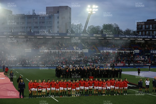 220422 - Wales Women v France Women - TikTok Womens Six Nations - Wales prepare to sing the anthem