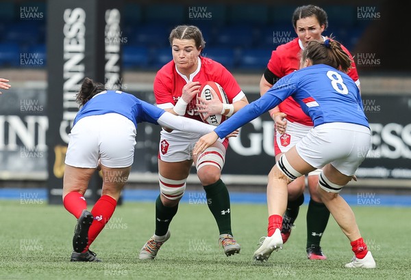 230220 - Wales Women v France Women, Womens Six Nations Championship 2020 - Robyn Lock of Wales charges forward