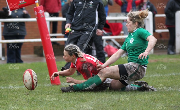 030213 - Wales Women v Ireland Women, 2013 RBS Womens 6 Nations, Aberavon - Wales' Caryl James is denied a try by the boot of Ireland's Alison Miller