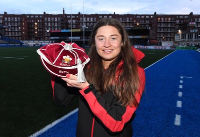 100421 - Wales Women v Ireland Women - Women's Six Nations - Robyn Wilkins of Wales with her 50th cap