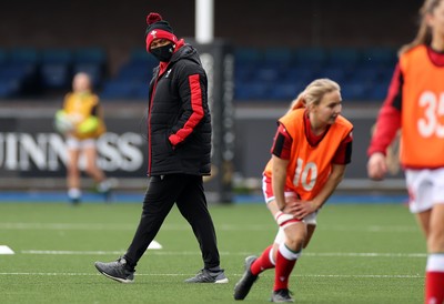 100421 - Wales Women v Ireland Women - Women's 2021 Six Nations Pool B - Wales Head Coach  Warren Abrahams