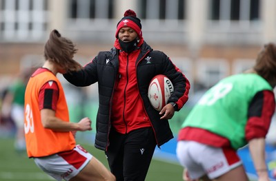 100421 - Wales Women v Ireland Women - Women's 2021 Six Nations Pool B - Wales Head Coach Warren Abrahams