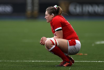 100421 - Wales Women v Ireland Women - Women's 2021 Six Nations Pool B - Dejected Gwen Crabb of Wales at full time