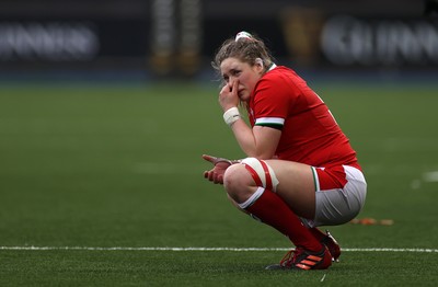 100421 - Wales Women v Ireland Women - Women's 2021 Six Nations Pool B - Dejected Gwen Crabb of Wales at full time