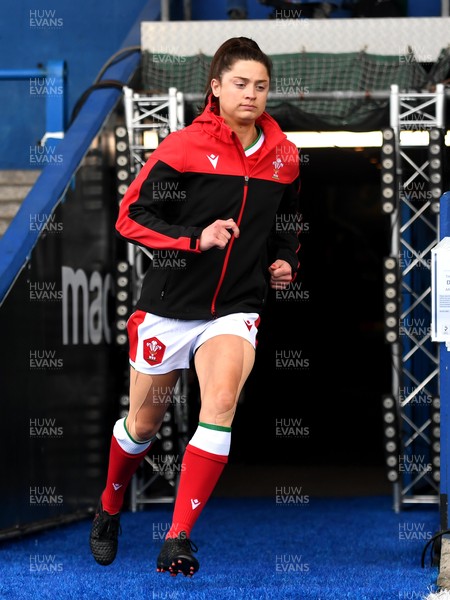 100421 - Wales Women v Ireland Women - Women's Six Nations - Robyn Wilkins of Wales runs out for her 50th cap