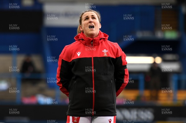 100421 - Wales Women v Ireland Women - Women's Six Nations - Siwan Lillicrap of Wales during the anthems