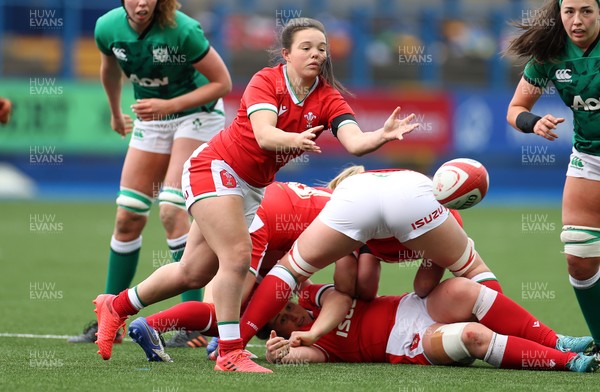 100421 - Wales Women v Ireland Women - Women's 2021 Six Nations Pool B - Megan Davies of Wales