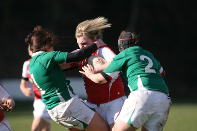 13.03.11 Wales Women v Ireland Women ... Wales Catrin Edwards is tackled by Fiona Coghlan and Gilliam Burke. 