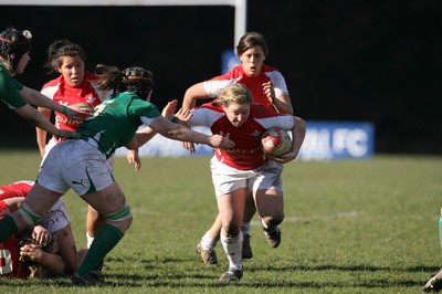 13.03.11 Wales Women v Ireland Women ... Wales Rhian Bowden tries to get past Carol Staunton. 