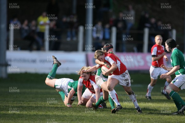 13.03.11 Wales Women v Ireland Women ... Wales Rhian Bowden is tackled by Joy Neville. 