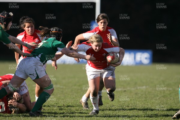 13.03.11 Wales Women v Ireland Women ... Wales Rhian Bowden tries to get past Carol Staunton. 