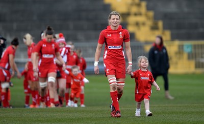 150315 - Wales Women v Ireland Women - RBS Womens 6 Nations 2015 -Rachel Taylor of Wales leads out her side on her 50th cap