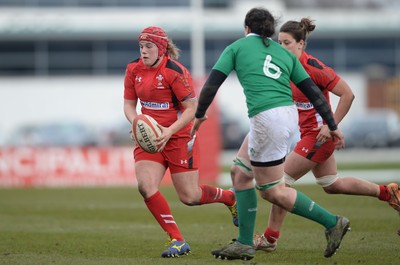 150315 - Wales Women v Ireland Women - RBS Womens 6 Nations 2015 -Carys Phillips of Wales takes on Paula Fitzpatrick of Ireland