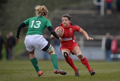 150315 - Wales Women v Ireland Women - RBS Womens 6 Nations 2015 -Sian Williams of Wales is tackled by Jenny Murphy of Ireland