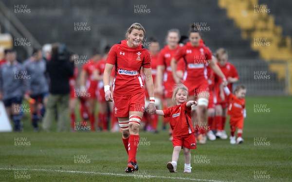 150315 - Wales Women v Ireland Women - RBS Womens 6 Nations 2015 -Rachel Taylor of Wales leads out her side on her 50th cap