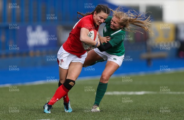 170319 - Wales v Ireland, Women's Six Nations 2019 - Jasmine Joyce of Wales takes on Kathryn Dane of Ireland