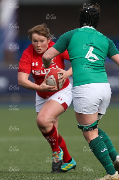 170319 - Wales v Ireland, Women's Six Nations 2019 - Caryl Thomas of Wales takes on Ciara Griffin of Ireland