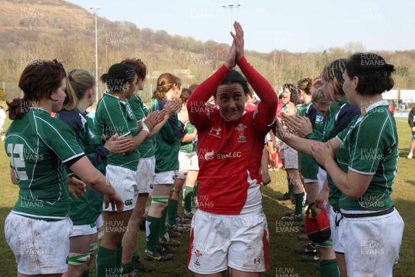 21.03.09 Wales vs. Ireland. Women's 6 Nations. Captain Mel Berry leads the Wales Women from the field as they edge out Ireland 13-10 to win The Triple Crown.   