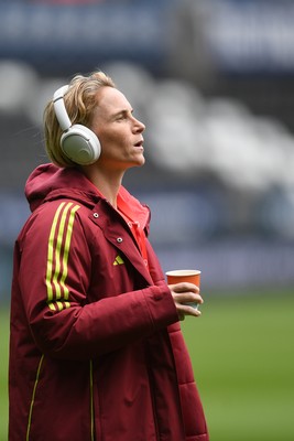 030625 - Wales Women v Italy Women - UEFA Women's Nations League - Jess Fishlock of Wales Women arrives at the stadium ahead of the match