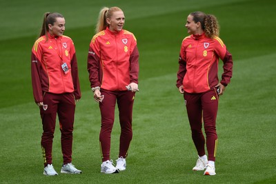 030625 - Wales Women v Italy Women - UEFA Women's Nations League - Wales players arrive at the stadium ahead of the match