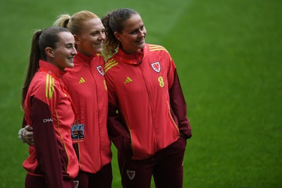030625 - Wales Women v Italy Women - UEFA Women's Nations League - Wales players arrive at the stadium ahead of the match