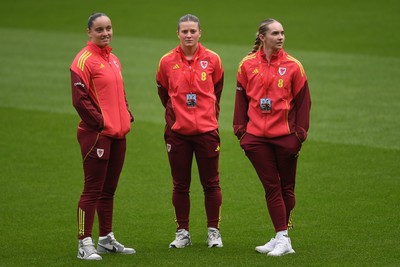 030625 - Wales Women v Italy Women - UEFA Women's Nations League - Wales players arrive at the stadium ahead of the match