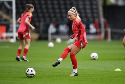 030625 - Wales Women v Italy Women - UEFA Women's Nations League - Charlotte Estcourt of Wales Women during the warmup