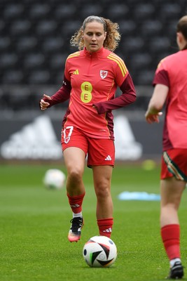 030625 - Wales Women v Italy Women - UEFA Women's Nations League - Lois Joel of Wales Women during the warmup
