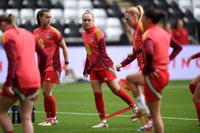 030625 - Wales Women v Italy Women - UEFA Women's Nations League - Wales players during the warmup