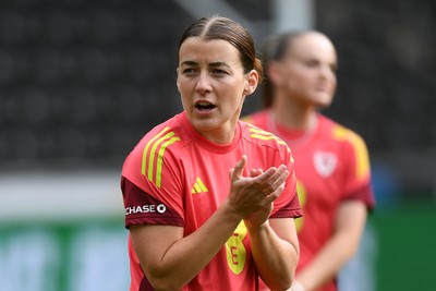 030625 - Wales Women v Italy Women - UEFA Women's Nations League - Angharad James of Wales Women during the warmup