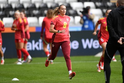 030625 - Wales Women v Italy Women - UEFA Women's Nations League - Kayleigh Barton of Wales Women during the warmup
