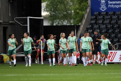 030625 - Wales Women v Italy Women - UEFA Women's Nations League - Cristina Girelli of Italy Women celebrates scoring a goal with team mates
