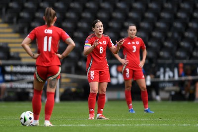 030625 - Wales Women v Italy Women - UEFA Women's Nations League - Angharad James of Wales Women after conceding the second goal