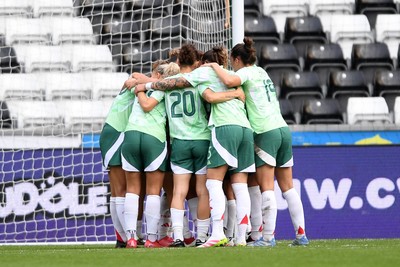 030625 - Wales Women v Italy Women - UEFA Women's Nations League - Sofia Cantore of Italy Women celebrates scoring a goal with team mates