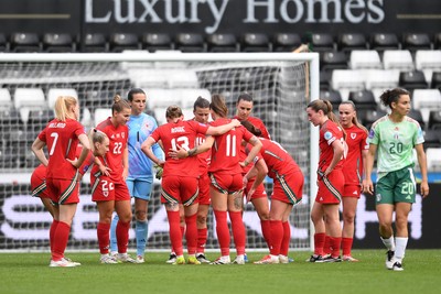 030625 - Wales Women v Italy Women - UEFA Women's Nations League - Wales regroup after conceding their third goal