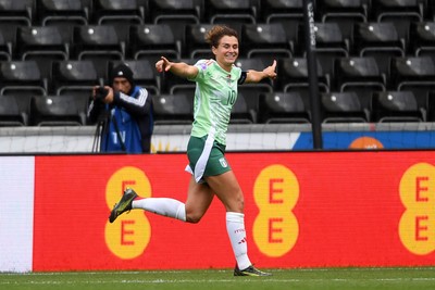 030625 - Wales Women v Italy Women - UEFA Women's Nations League - Cristina Girelli of Italy Women celebrates scoring a goal