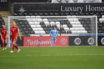 030625 - Wales Women v Italy Women - UEFA Women's Nations League - Safia Middleton-Patel of Wales Women concedes her sides 4th goal before half time