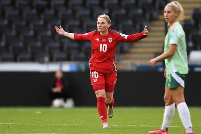 030625 - Wales Women v Italy Women - UEFA Women's Nations League - Jessica Fishlock of Wales Women scores a goal from distance to get her side back in the game