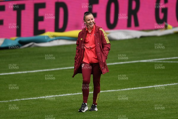 030625 - Wales Women v Italy Women - UEFA Women's Nations League - Hannah Cain of Wales Women arrives at the stadium ahead of the match