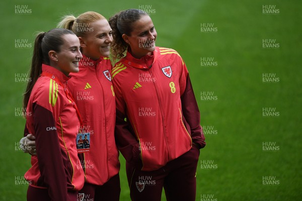 030625 - Wales Women v Italy Women - UEFA Women's Nations League - Wales players arrive at the stadium ahead of the match