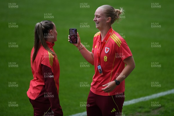 030625 - Wales Women v Italy Women - UEFA Women's Nations League - Wales players arrive at the stadium ahead of the match