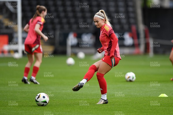 030625 - Wales Women v Italy Women - UEFA Women's Nations League - Charlotte Estcourt of Wales Women during the warmup