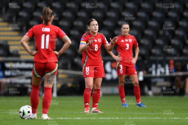 030625 - Wales Women v Italy Women - UEFA Women's Nations League - Angharad James of Wales Women after conceding the second goal