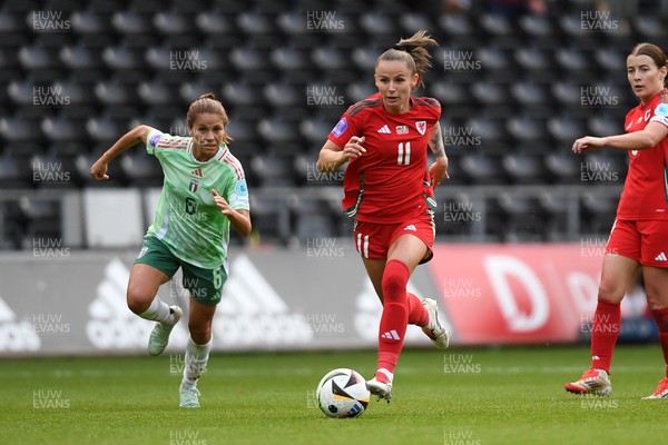 030625 - Wales Women v Italy Women - UEFA Women's Nations League - Hannah Cain of Wales Women