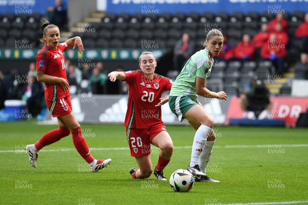 030625 - Wales Women v Italy Women - UEFA Women's Nations League - Carrie Jones of Wales Women goes close