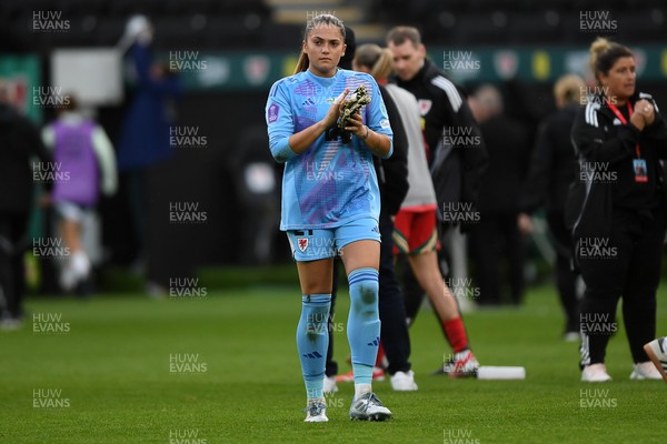 030625 - Wales Women v Italy Women - UEFA Women's Nations League - Safia Middleton-Patel of Wales Women applauding fans at full time