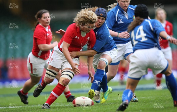 100312 -  Wales Women v Italy Women  - Wales' Lisa Newton battles for possession