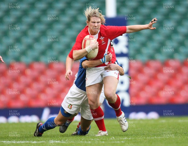 100312 -  Wales Women v Italy Women  - Wales' Mared Evans charges forward